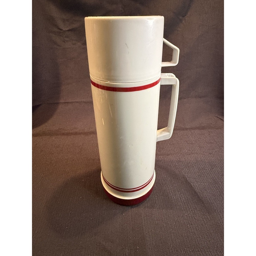 Aladdin Thermos 1 Quart Filler Vacuum Bottle 290 Glass Liner Gray Maroon Brazil